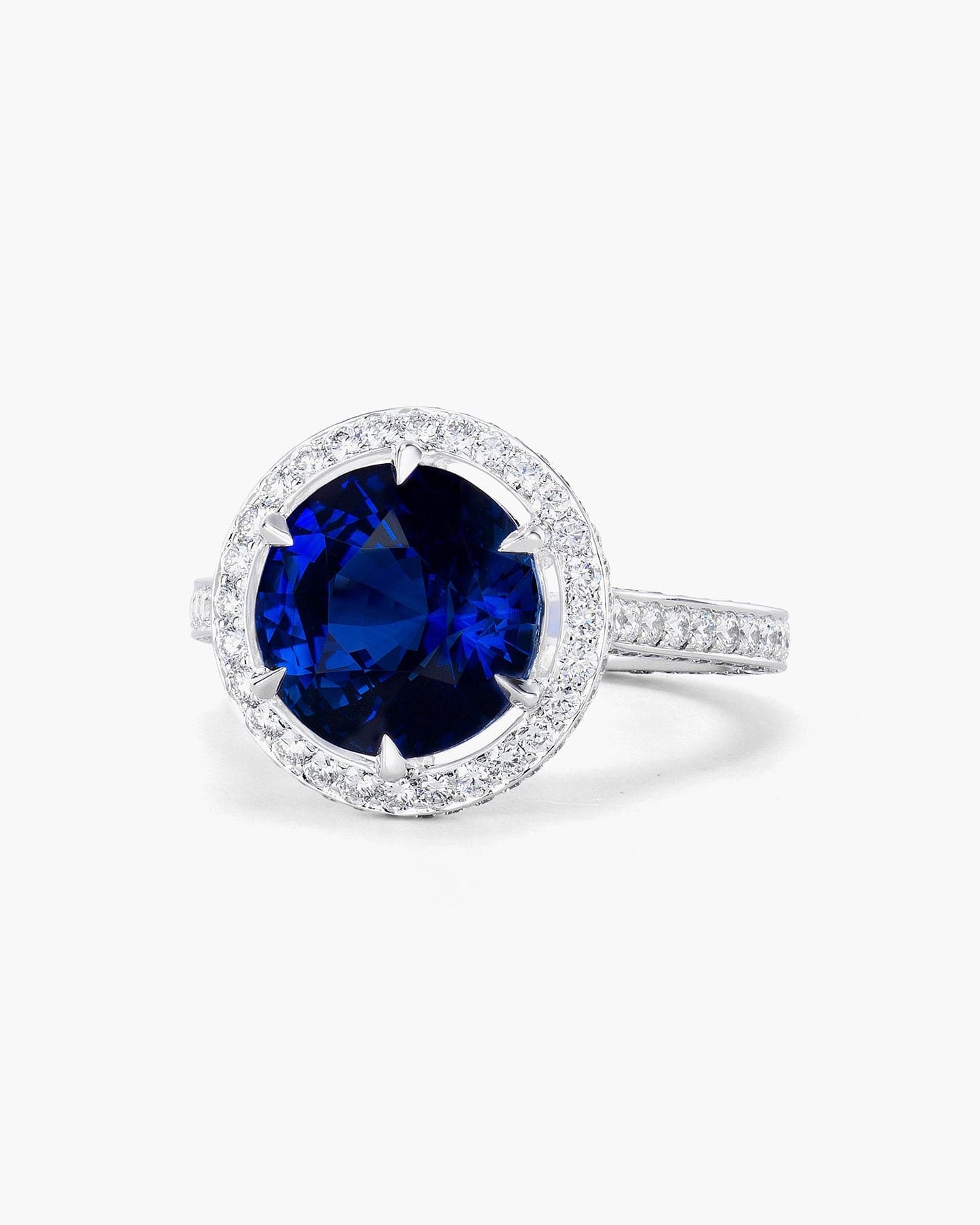 5.06 carat Round Cut Madagascar Sapphire and Diamond Ring