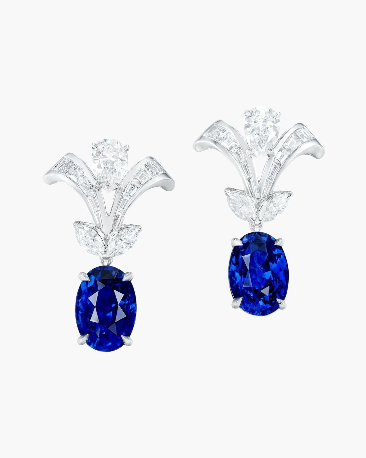 8.18 carat Oval Shape Ceylon Sapphire and Diamond Earrings
