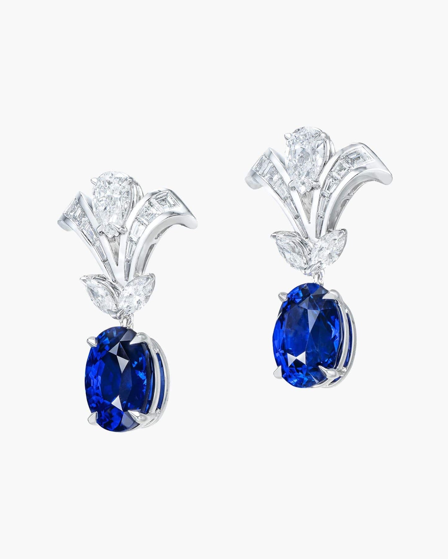 8.18 carat Oval Shape Ceylon Sapphire and Diamond Earrings