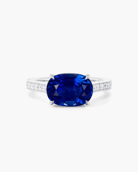 4.23 carat Oval Shape Ceylon Sapphire and Diamond Ring