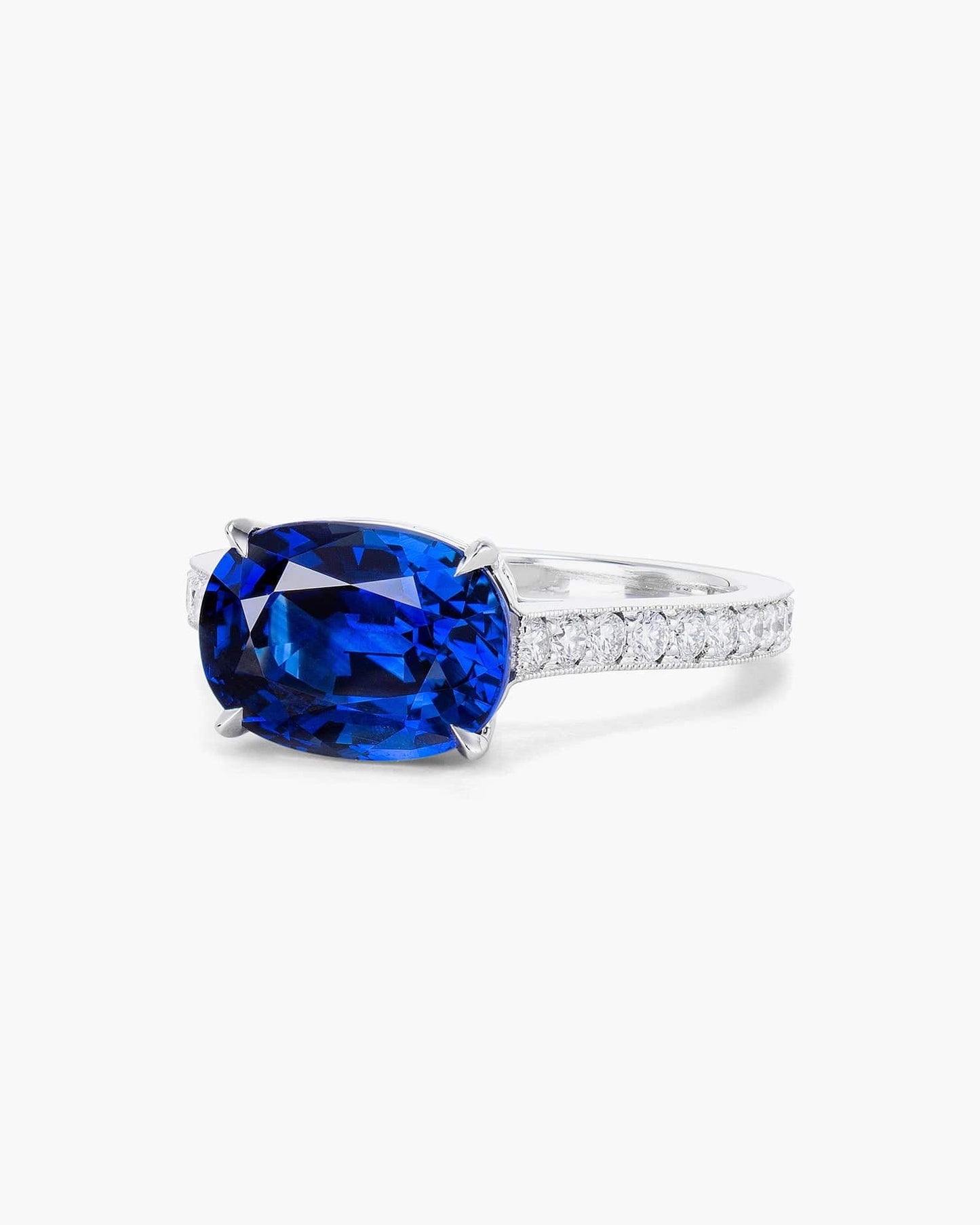 4.23 carat Oval Shape Ceylon Sapphire and Diamond Ring