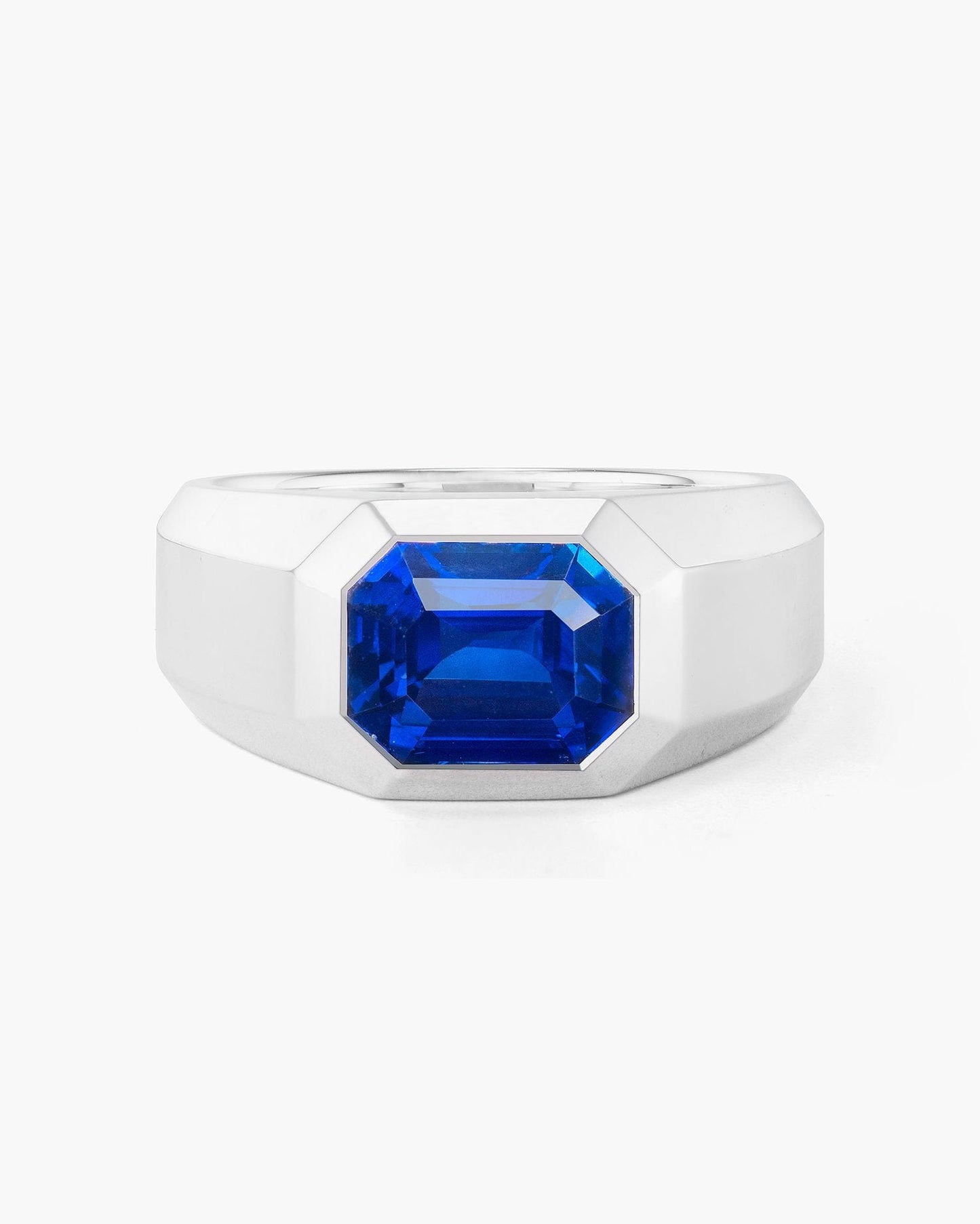 4.39 carat Emerald Cut Ceylon Sapphire Gentlemen's Ring