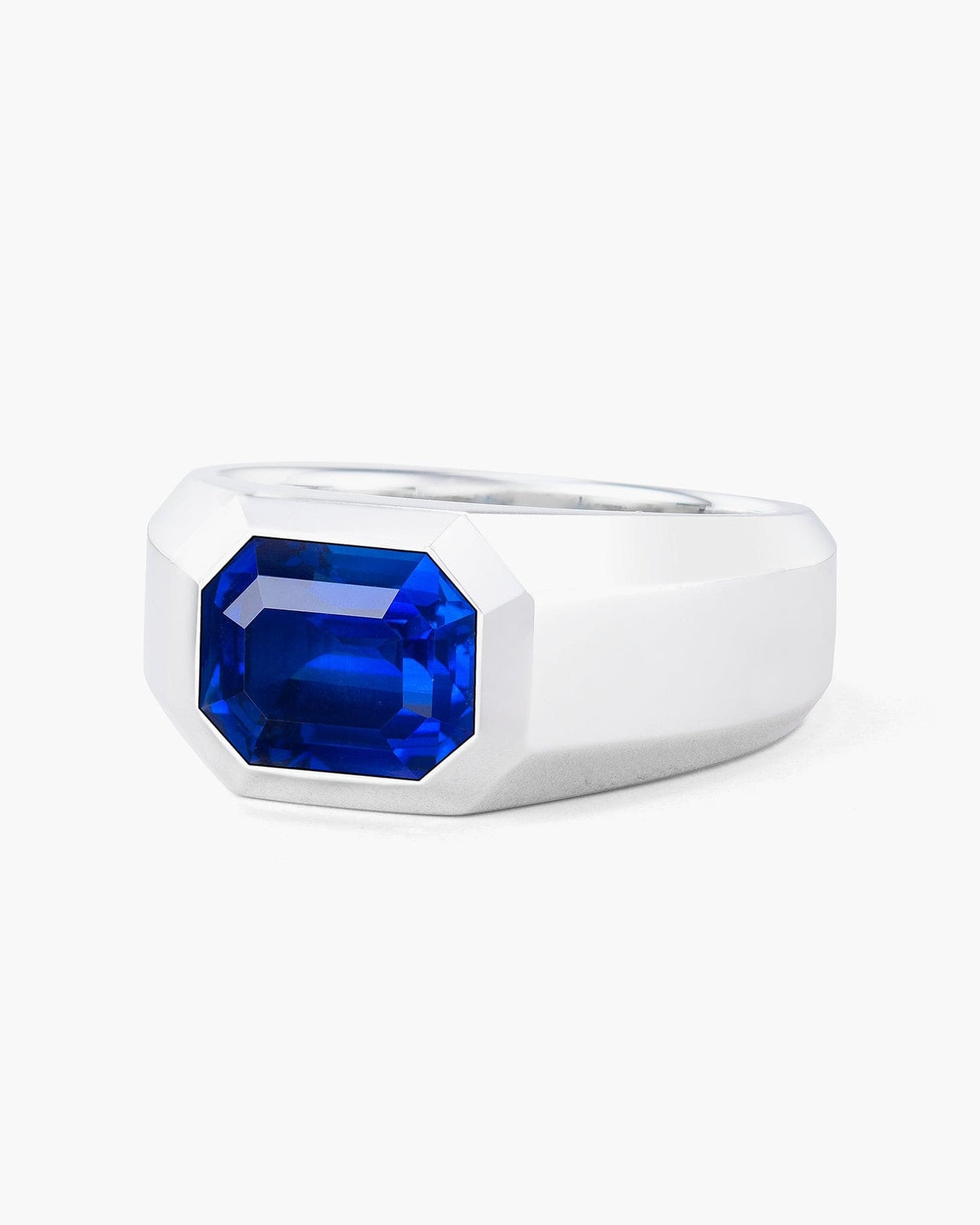 4.39 carat Emerald Cut Ceylon Sapphire Gentlemen's Ring