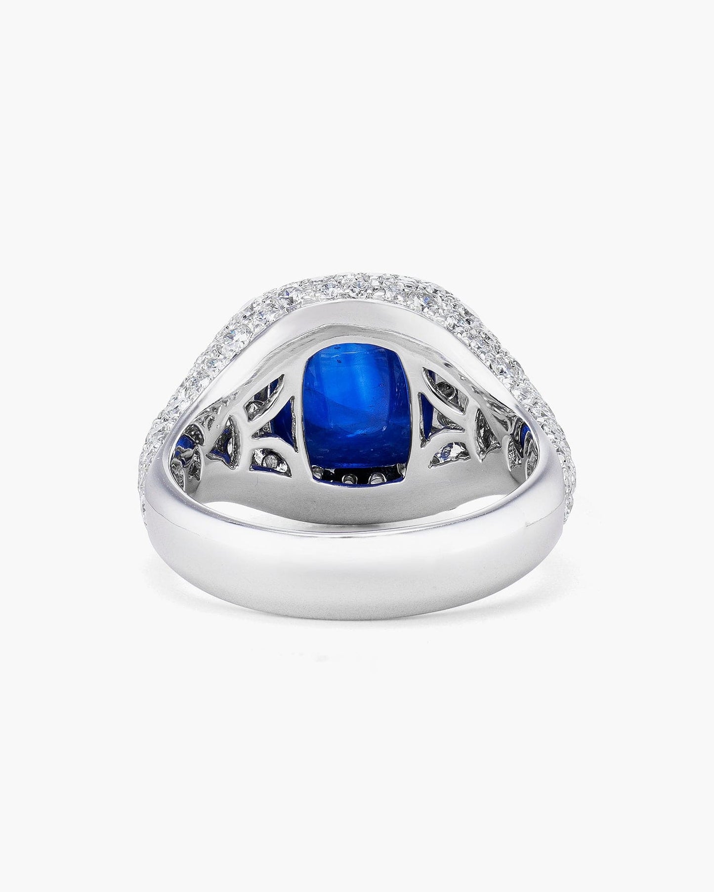 6.28 carat Cabochon Madagascar Sapphire and Diamond Ring