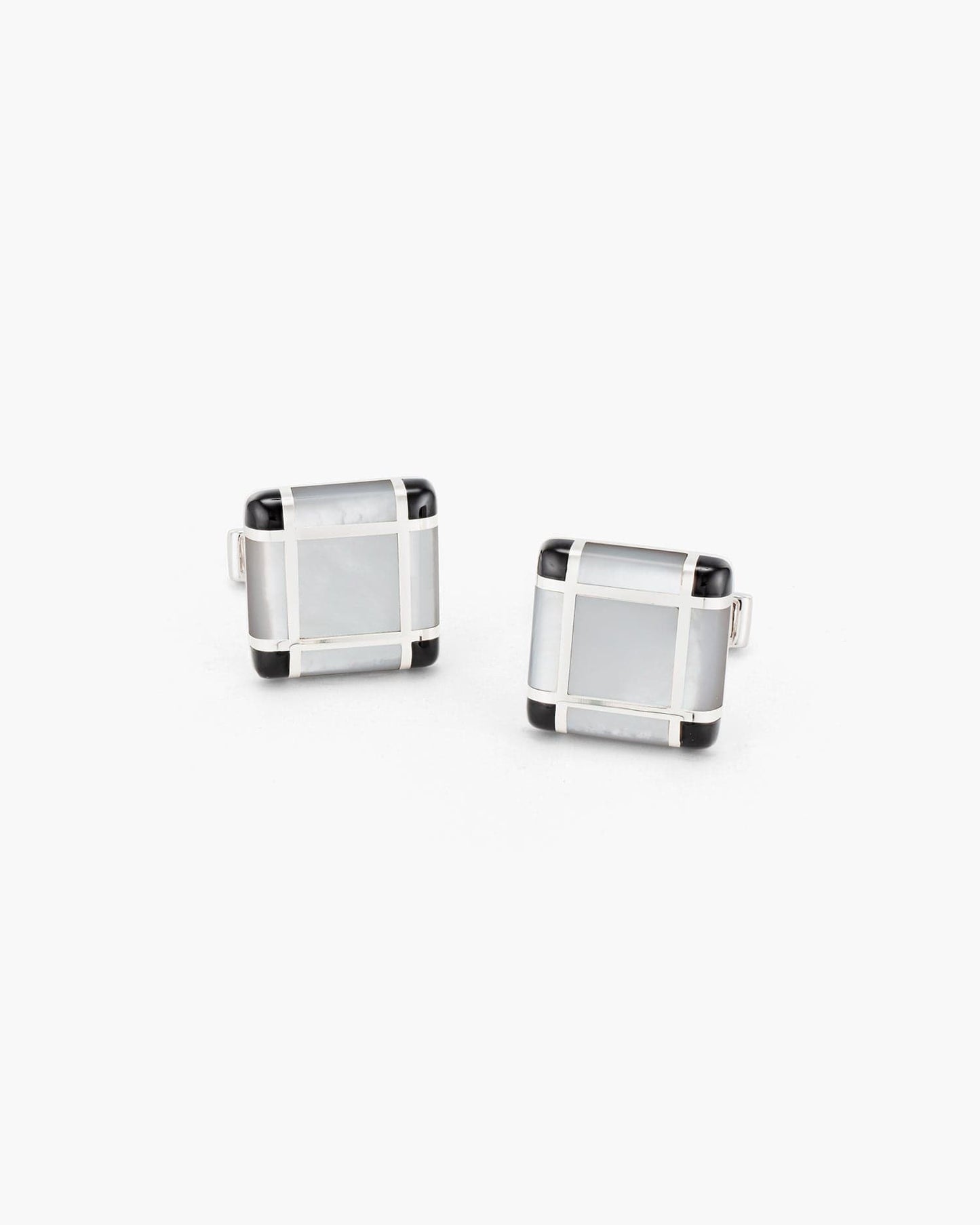 Mother of Pearl and Onyx Checkerboard Cufflinks
