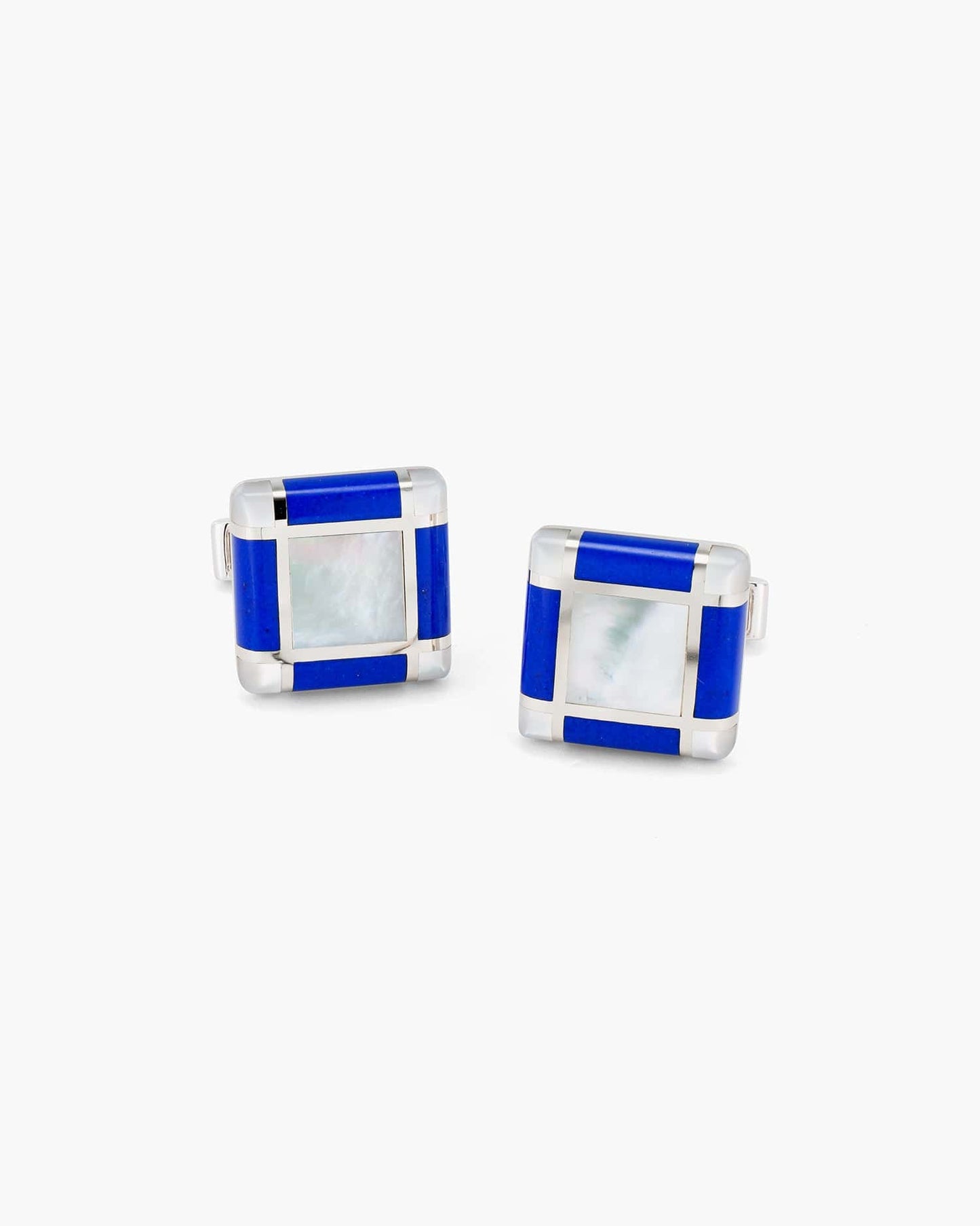 Mother of Pearl and Lapis Checkerboard Cufflinks