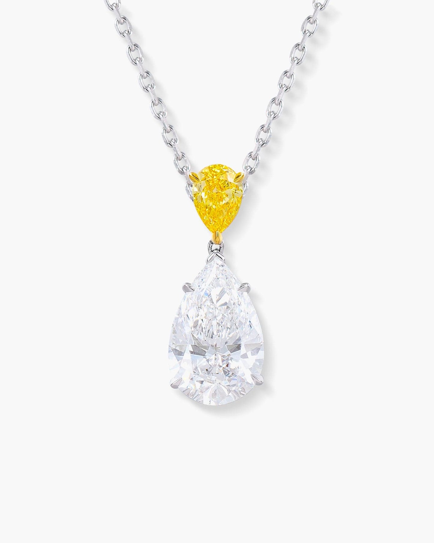 2.02 carat Pear Shape White and Yellow Diamond Pendant Necklace