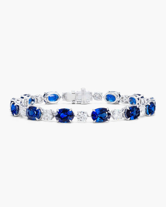 Oval Shape Sapphire and Diamond Bracelet (1.20 carat)