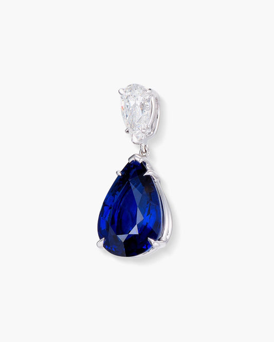 4.35 carat Pear Shape Ceylon Sapphire and Diamond Pendant Necklace