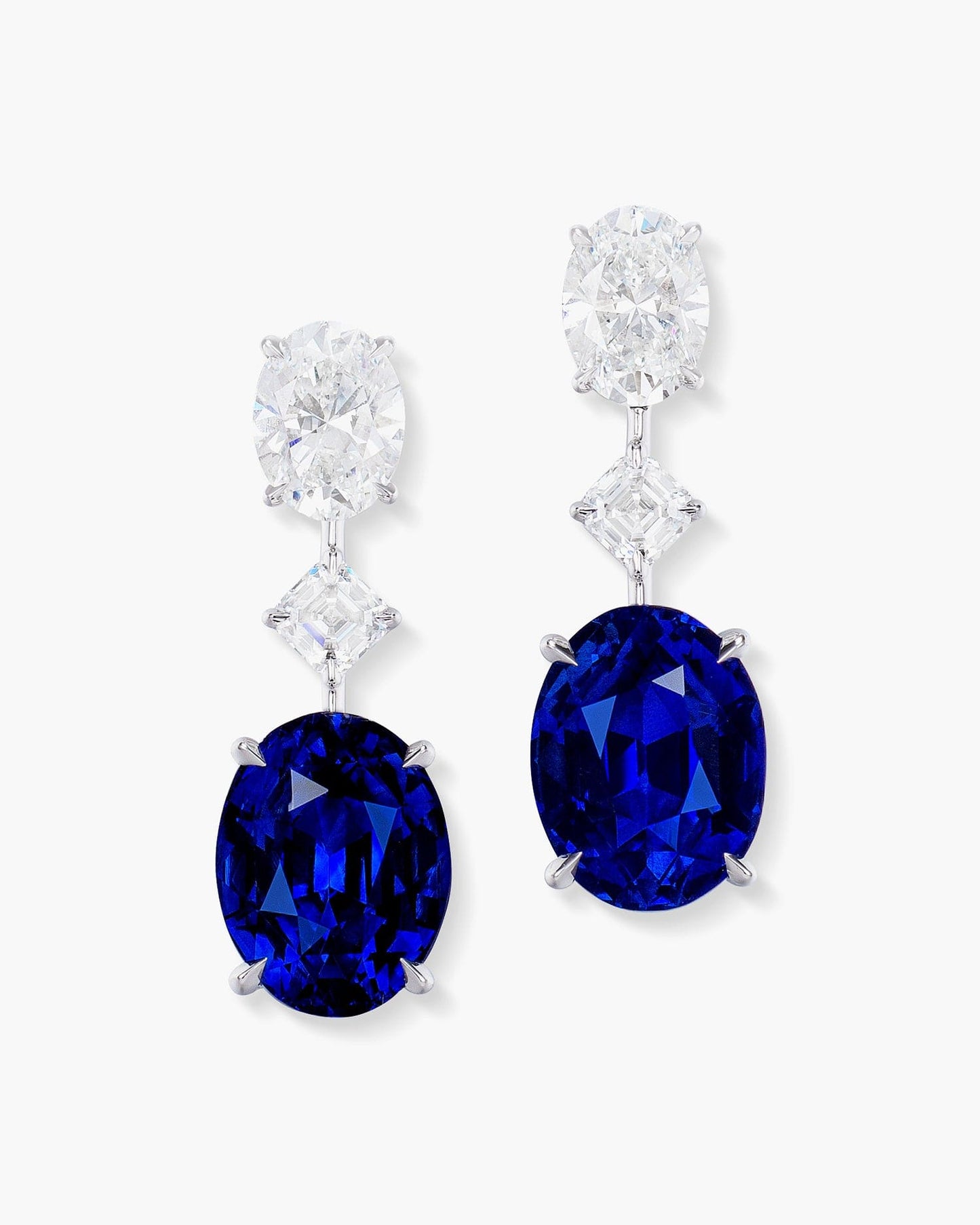 8.34 carat Oval Shape Ceylon Sapphire and Diamond Earrings