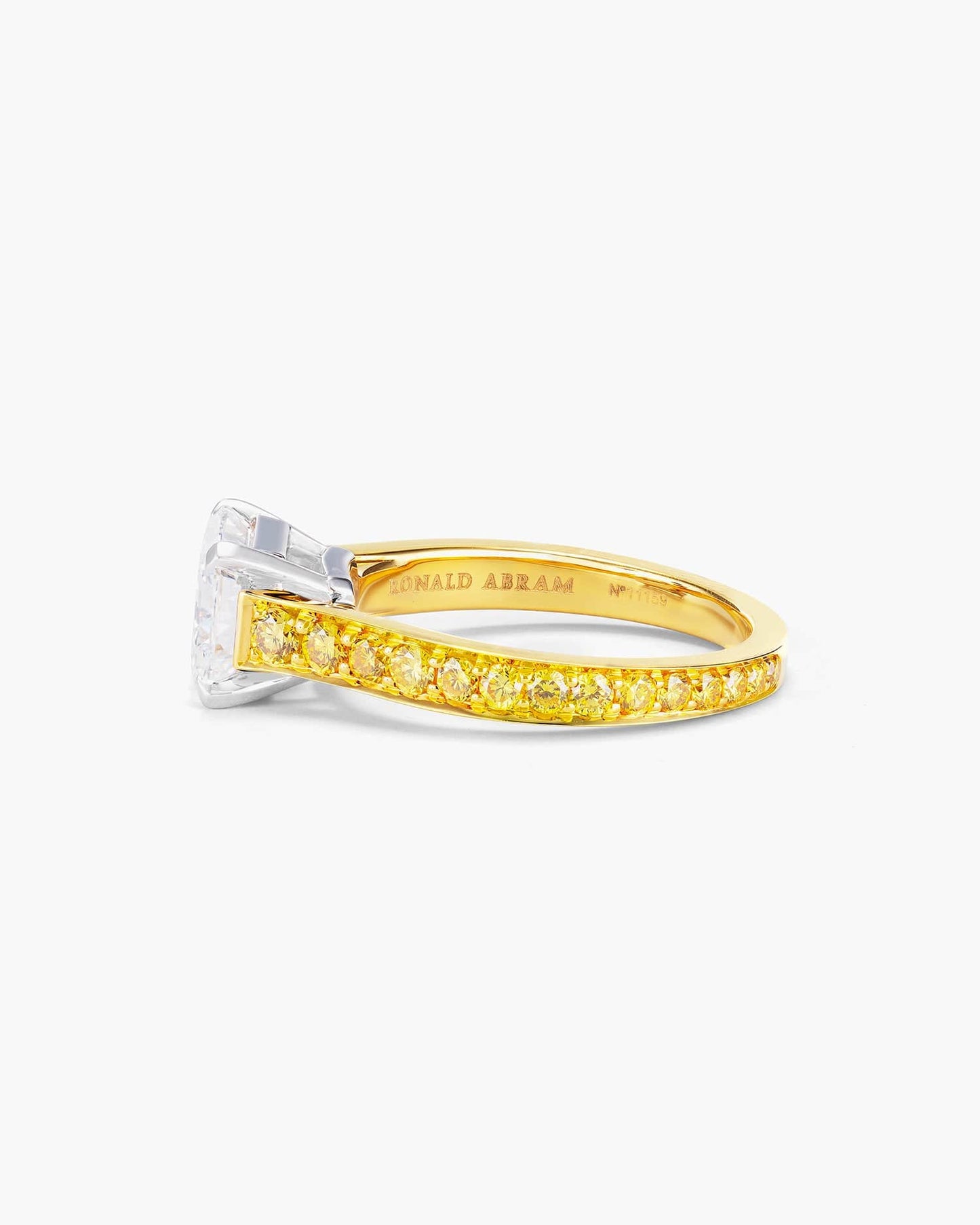 2.02 carat Radiant Cut White and Yellow Diamond Ring