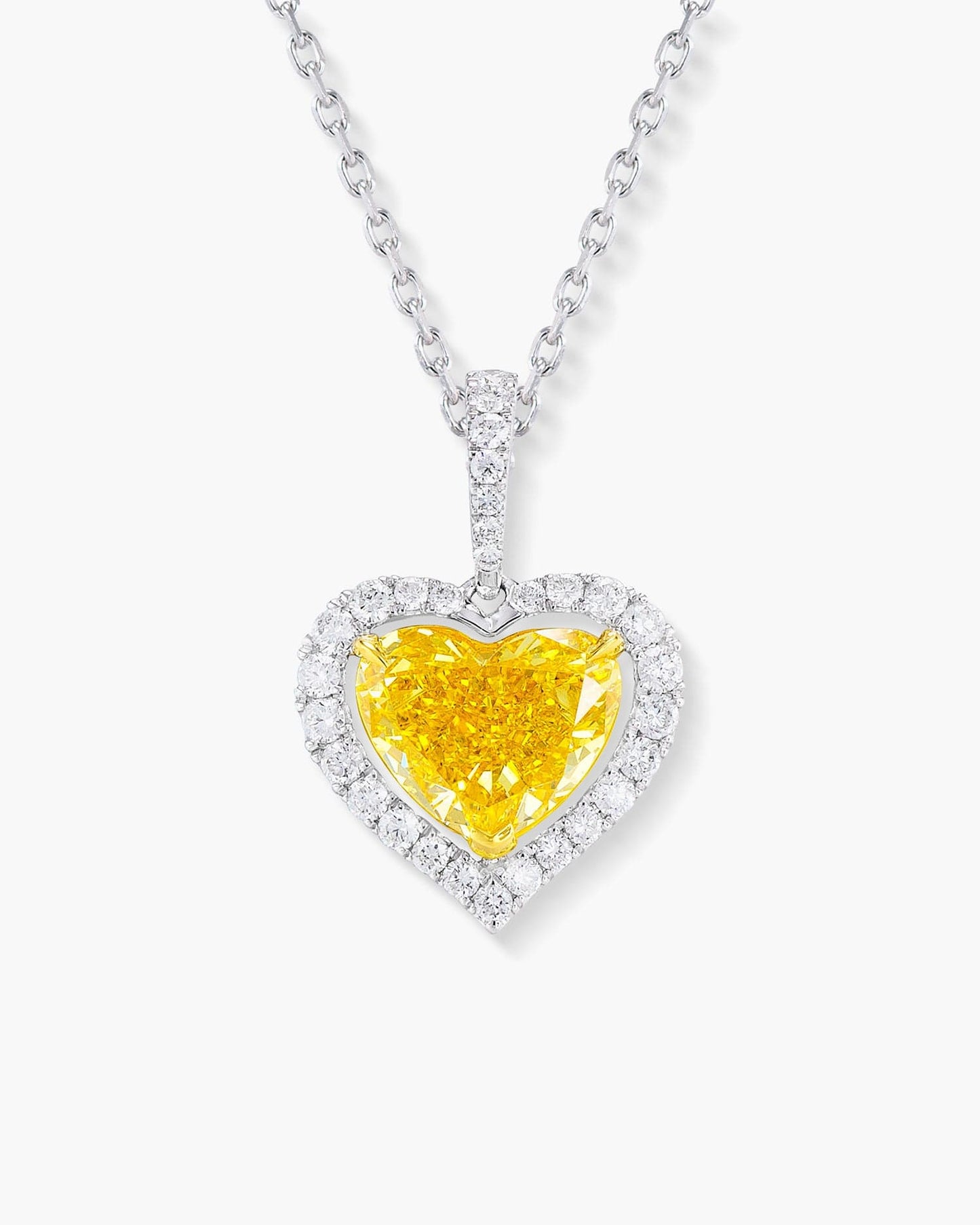1.50 carat Heart Shape Yellow and White Diamond Pendant Necklace