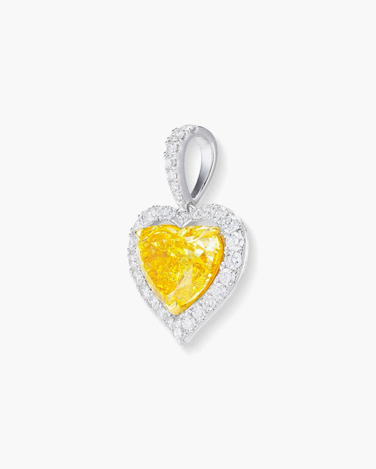 1.50 carat Heart Shape Yellow and White Diamond Pendant Necklace