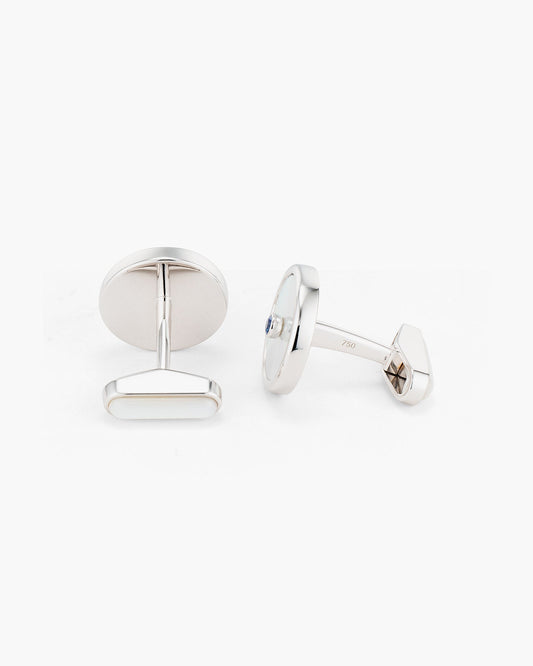 Sapphire and Mother of Pearl Pie Cufflinks