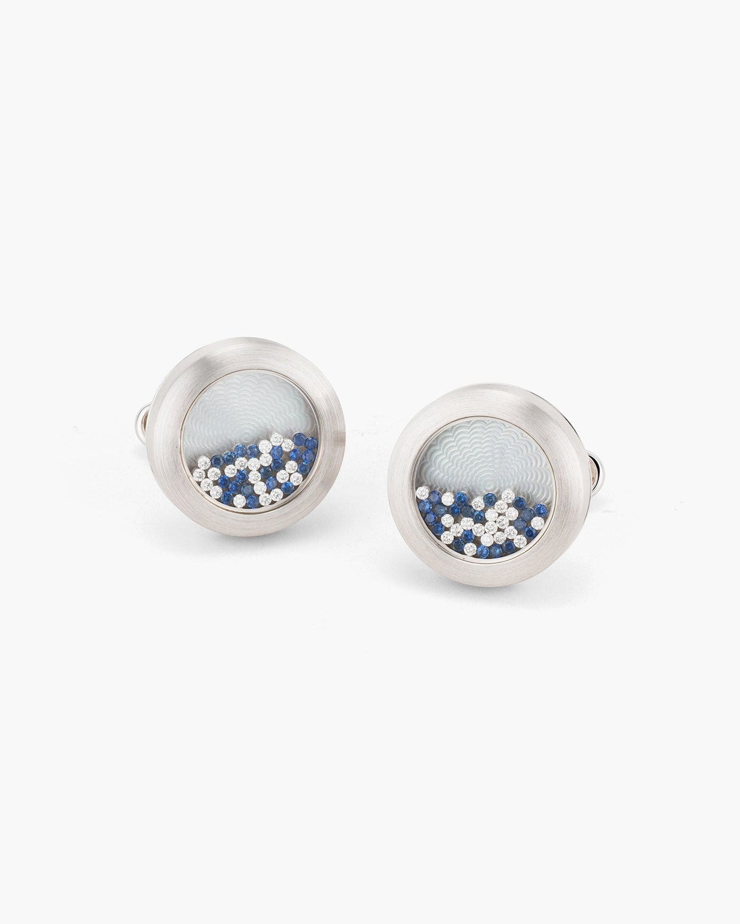 Sapphire, Diamond and Mother of Pearl Floating Cufflinks