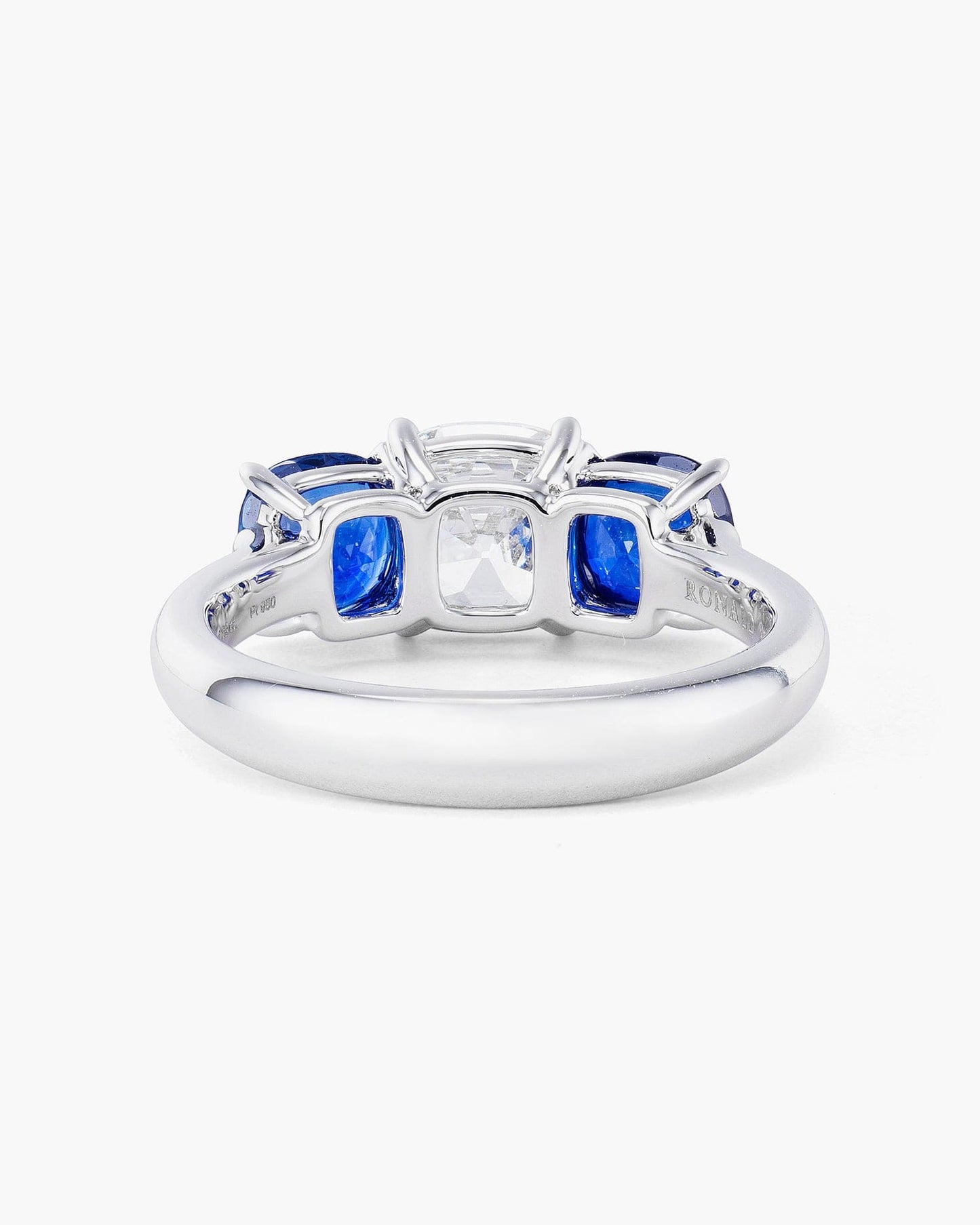 1.13 carat Antique Cushion Cut Diamond and Sapphire Ring
