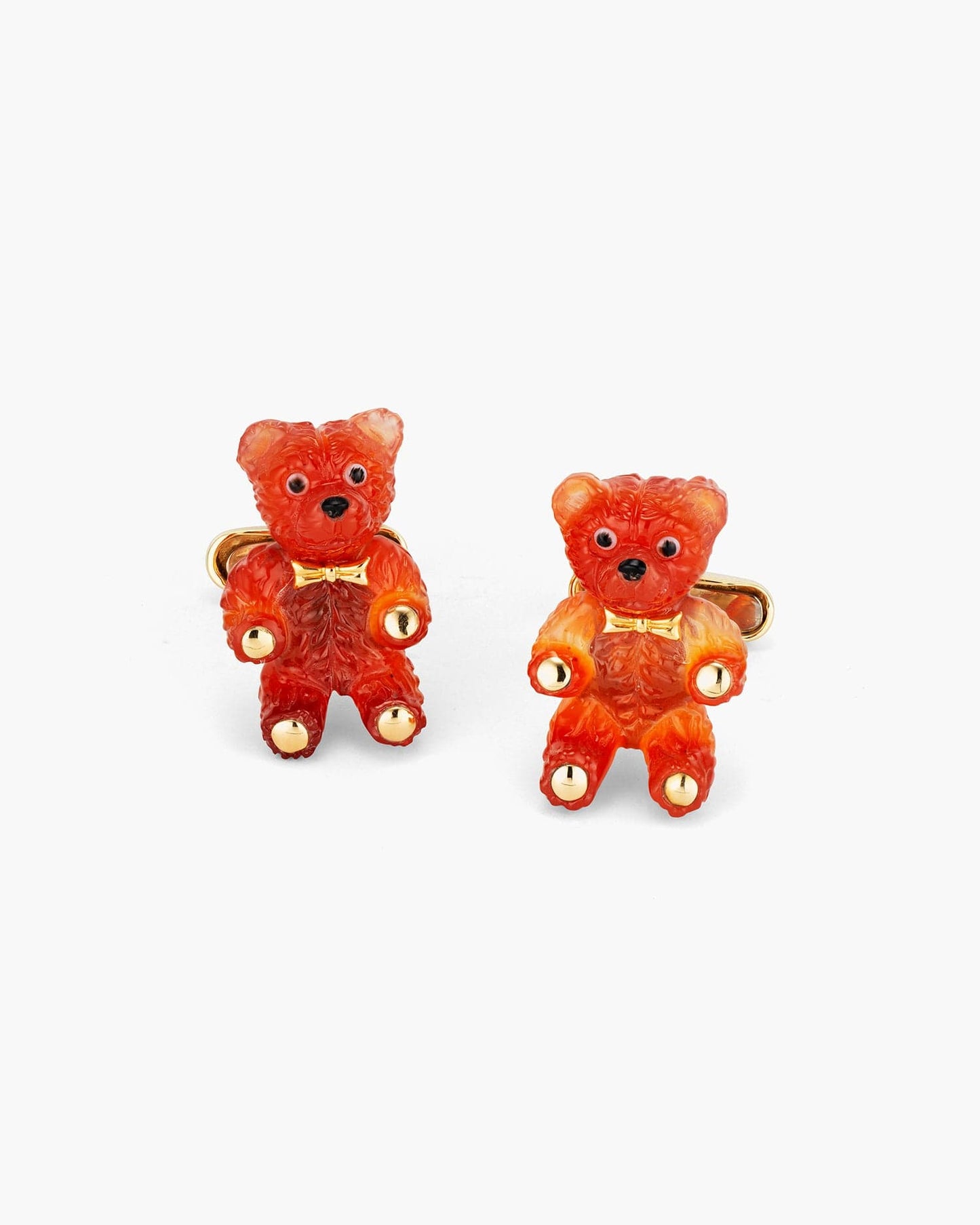 Carved Carnelian Teddy Bear Cufflinks