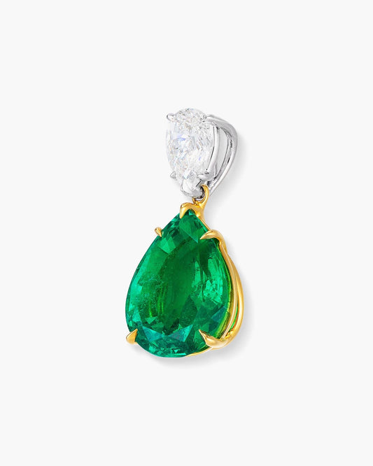 4.84 carat Pear Shape Colombian Emerald and Diamond Pendant Necklace