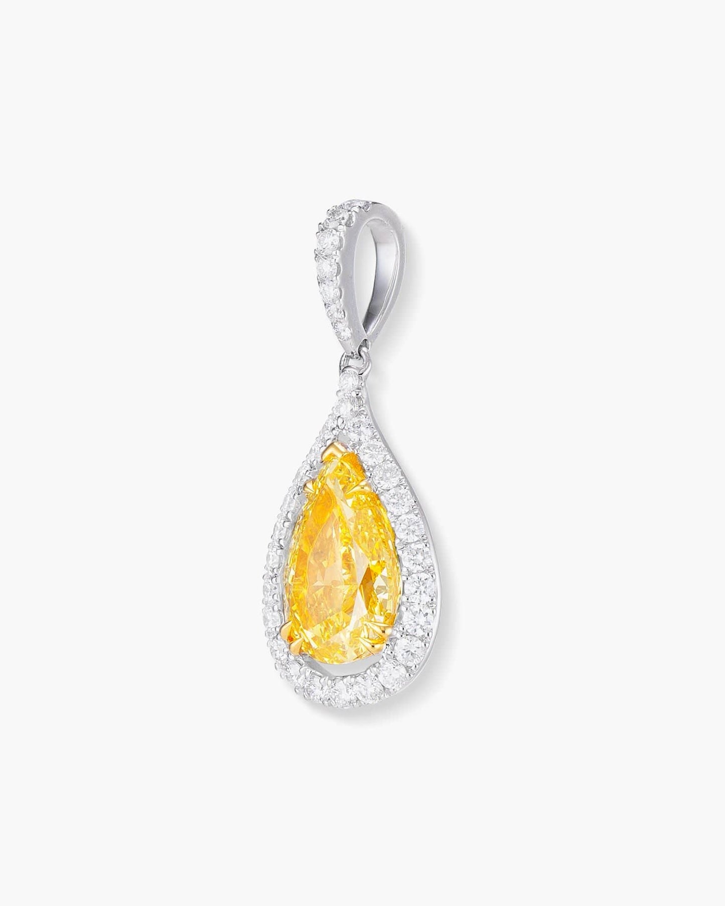 1.24 carat Pear Shape Yellow and White Diamond Pendant Necklace