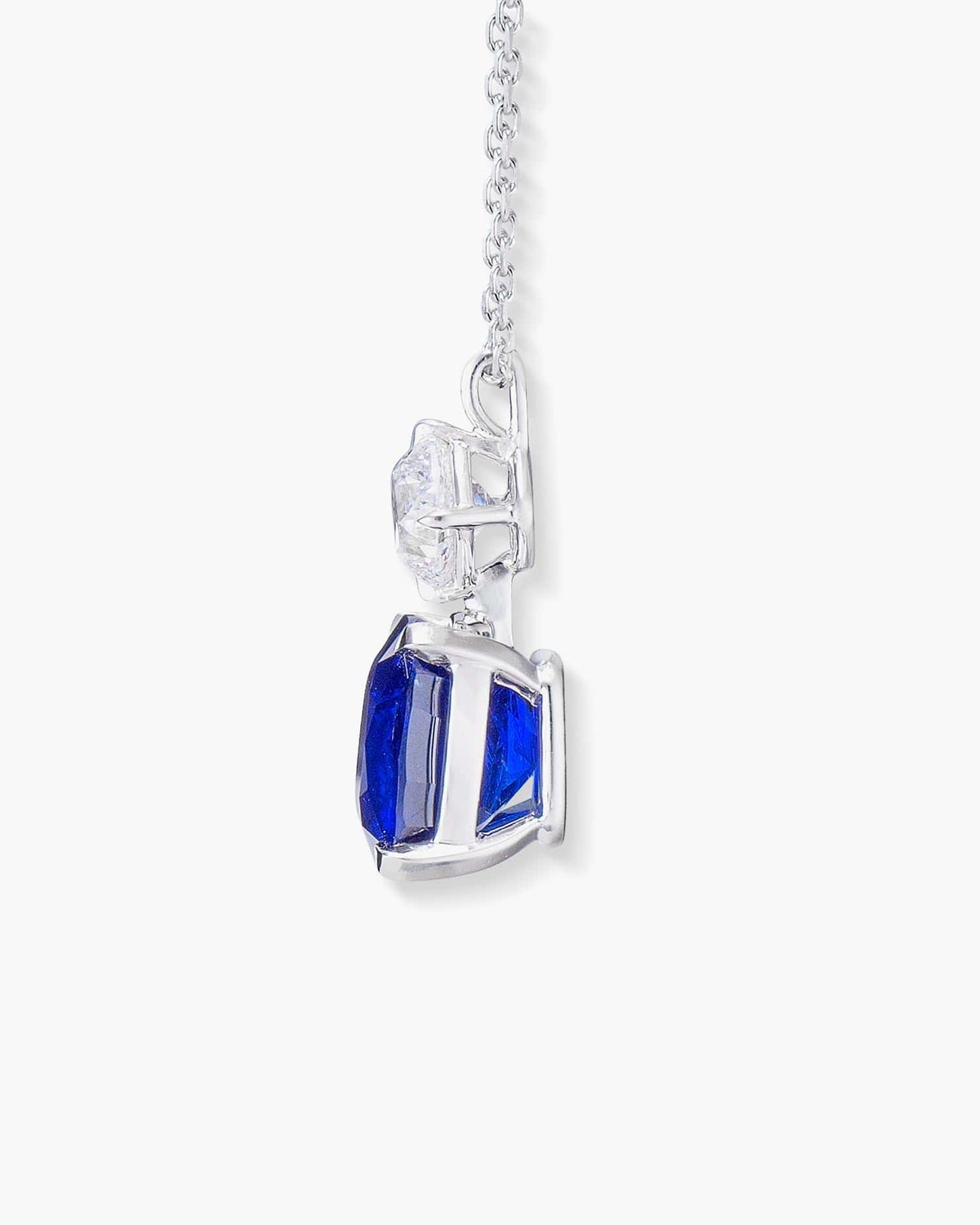 4.97 carat Cushion Cut Burmese Sapphire and Diamond Pendant Necklace