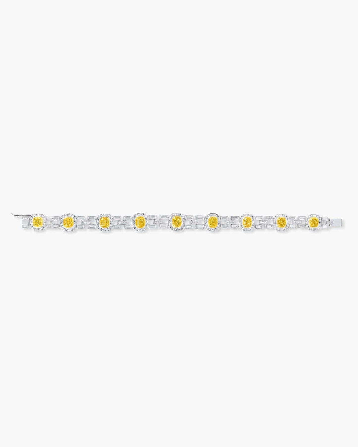 Cushion Cut Yellow and White Diamond Bracelet (0.70 ct)