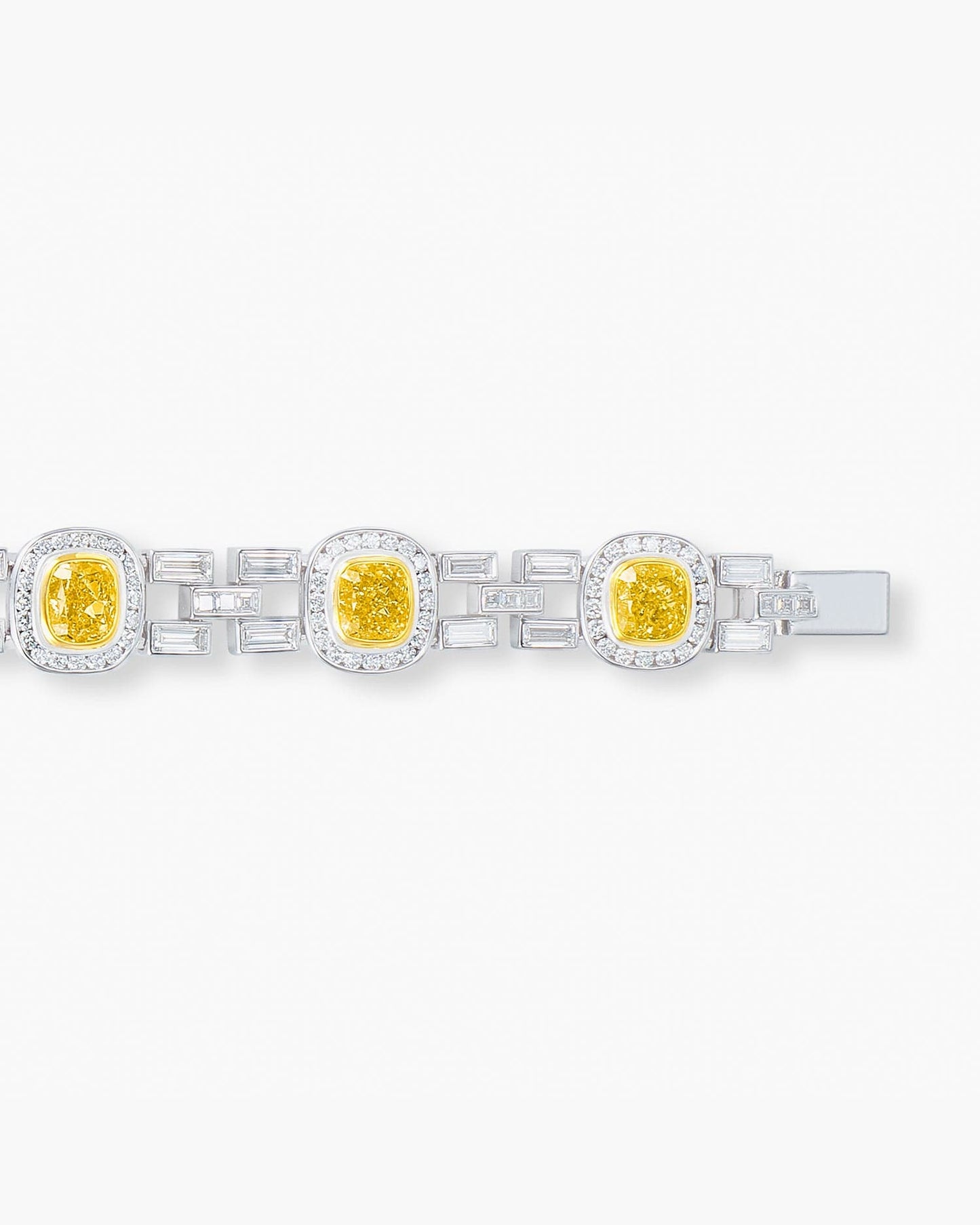 Cushion Cut Yellow and White Diamond Bracelet (0.70 ct)