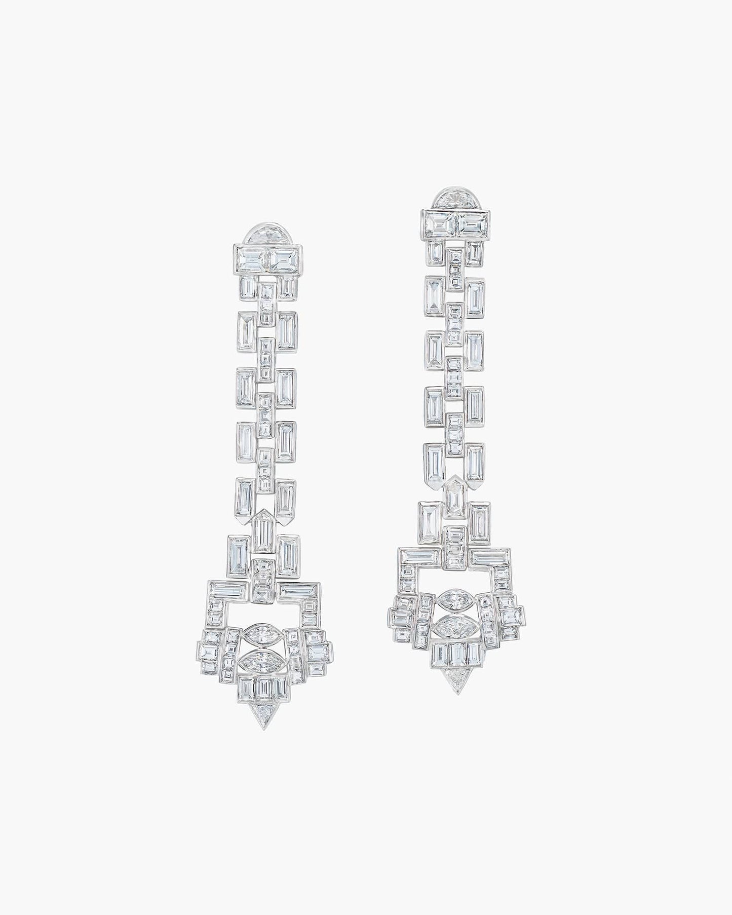 Baguette Diamond Geometric Earrings