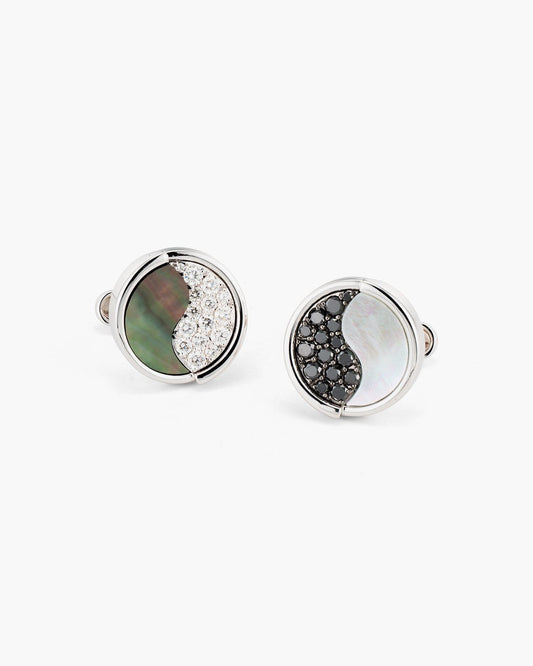 White and Black Diamond Yin Yang Cufflinks