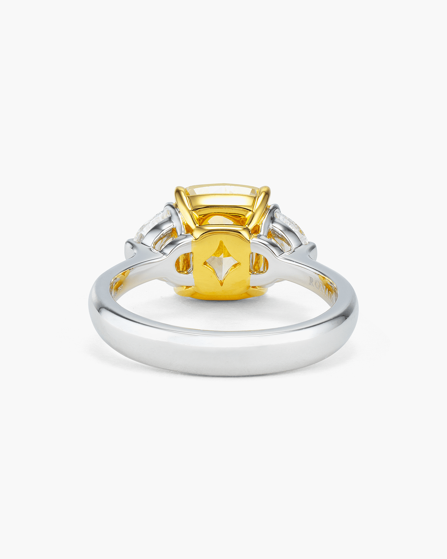 3.13 carat Cushion Cut Yellow and White Diamond Ring