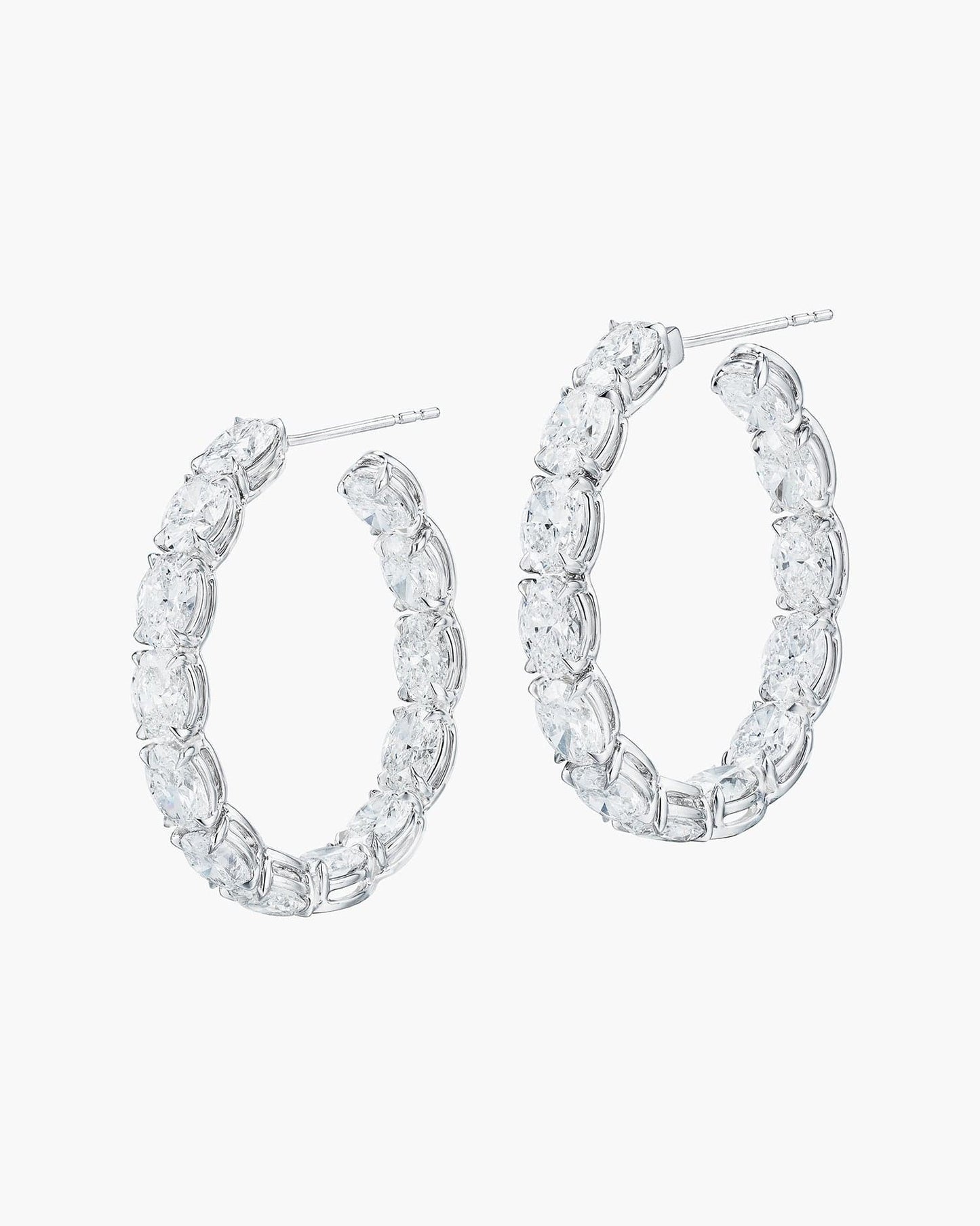 Oval Shape Diamond Hoop Earrings (0.50 carats)