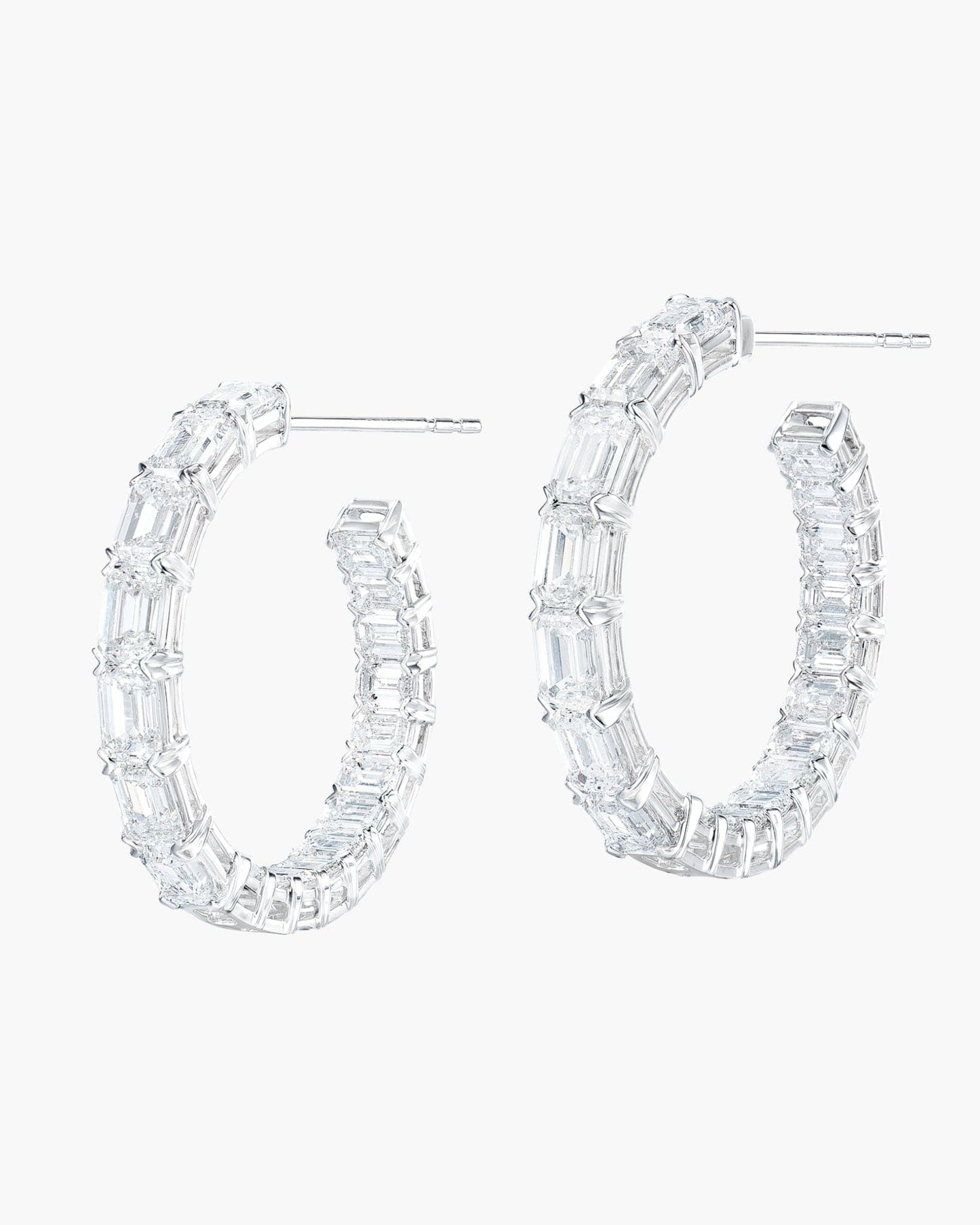 Emerald Cut Diamond Hoop Earrings (0.50 carat)
