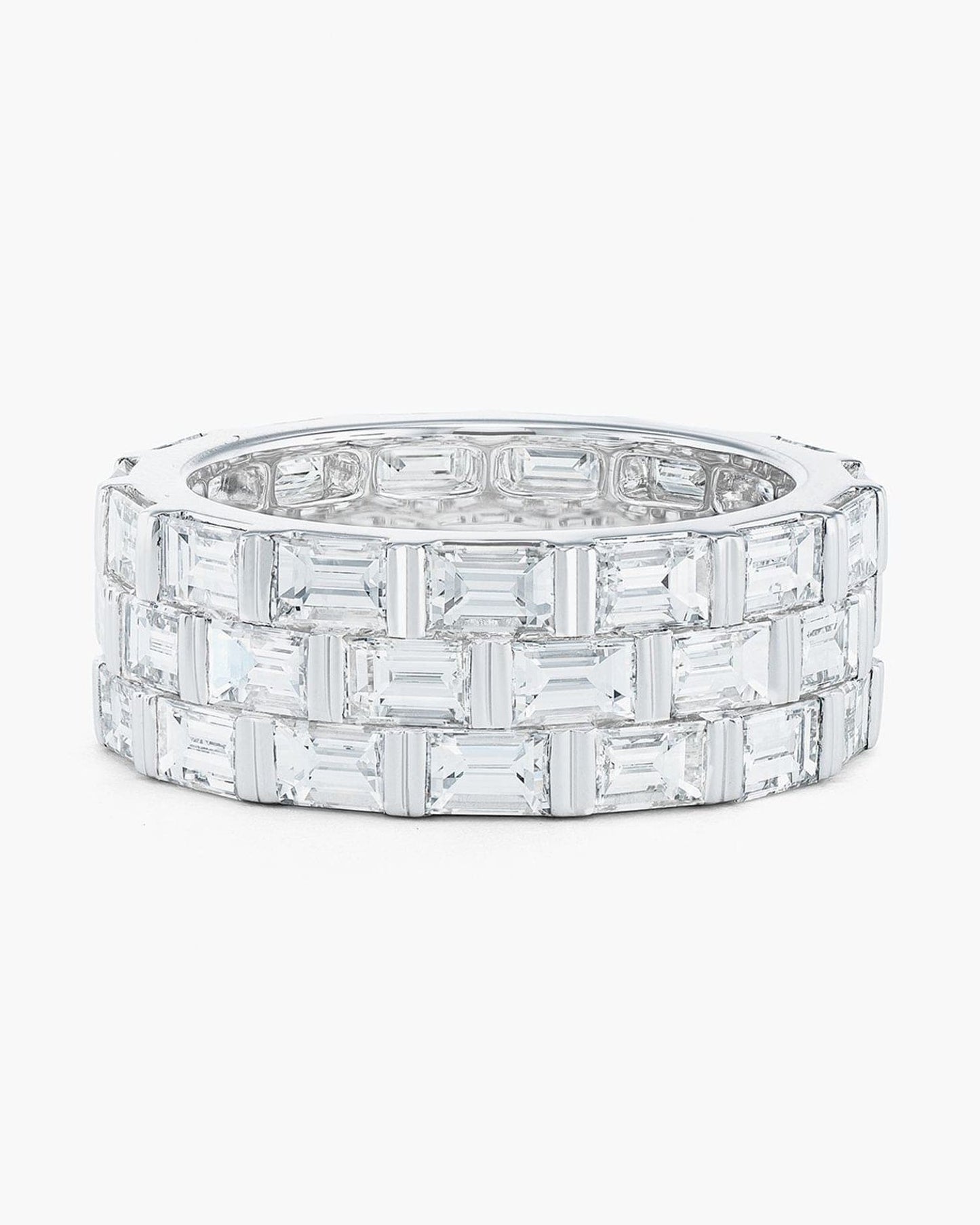 3-Row Baguette Diamond Platinum Eternity Ring