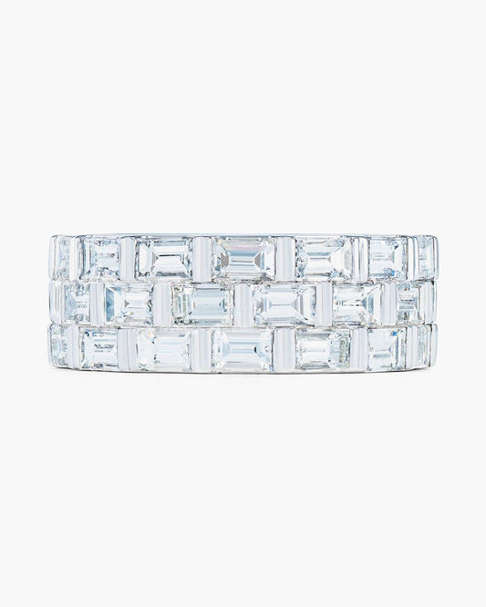 3-Row Baguette Diamond Platinum Eternity Ring