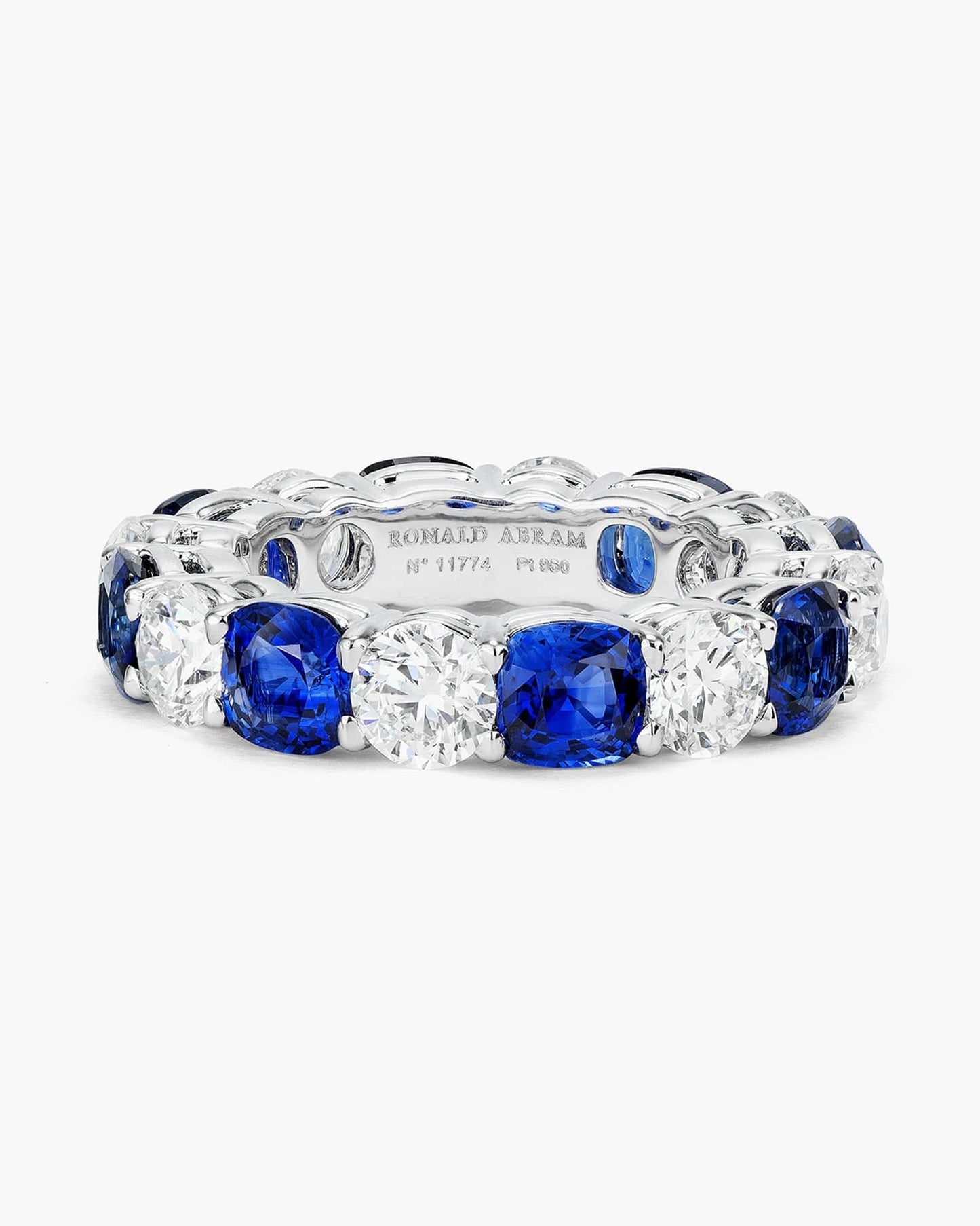 Cushion Cut Sapphire and Round Diamond Eternity Ring (0.80 carat)