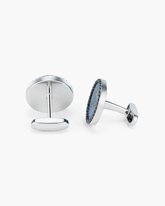Black Diamond and Abalone Mosaic Cufflinks