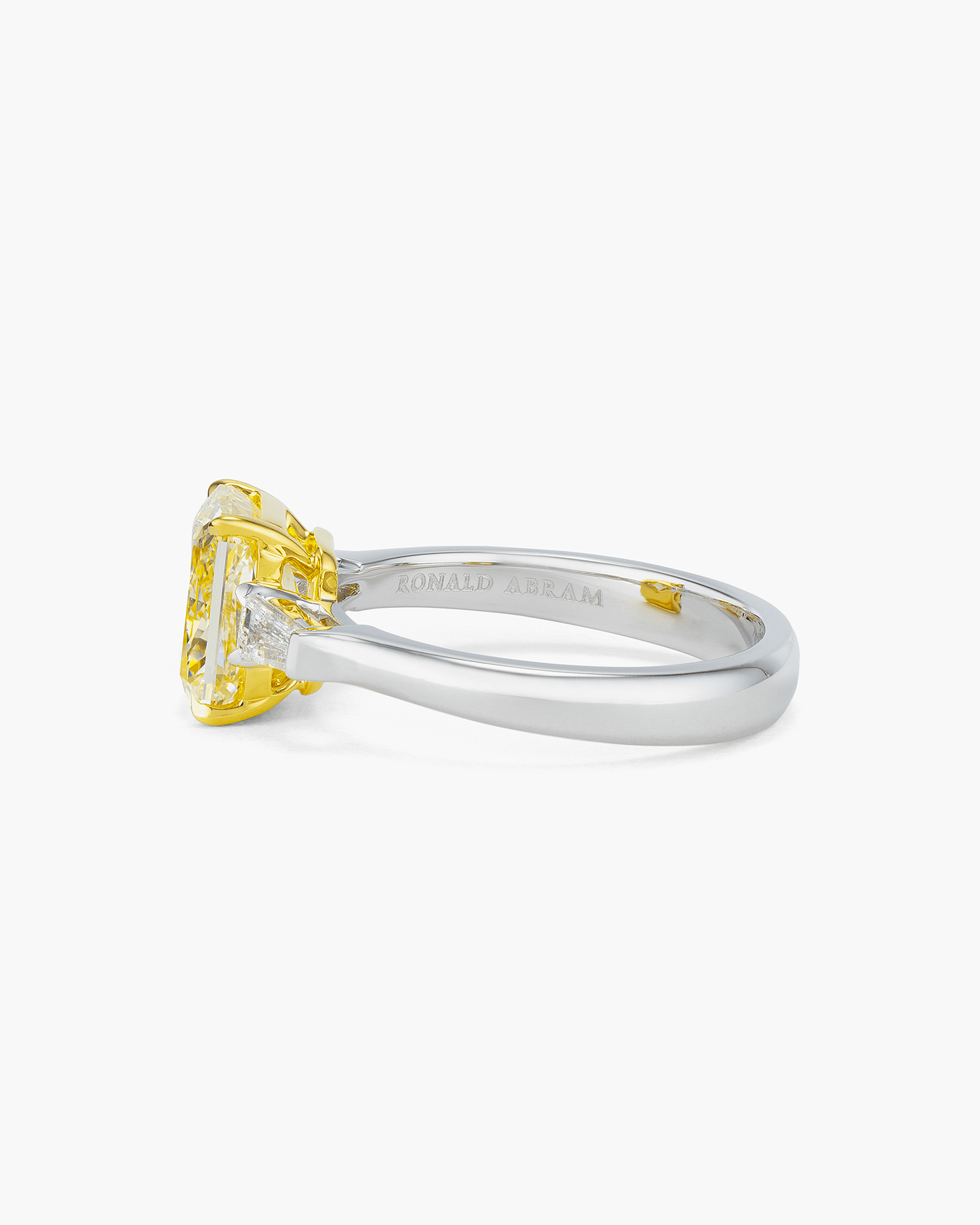 2.15 carat Radiant Cut Yellow and White Diamond Ring