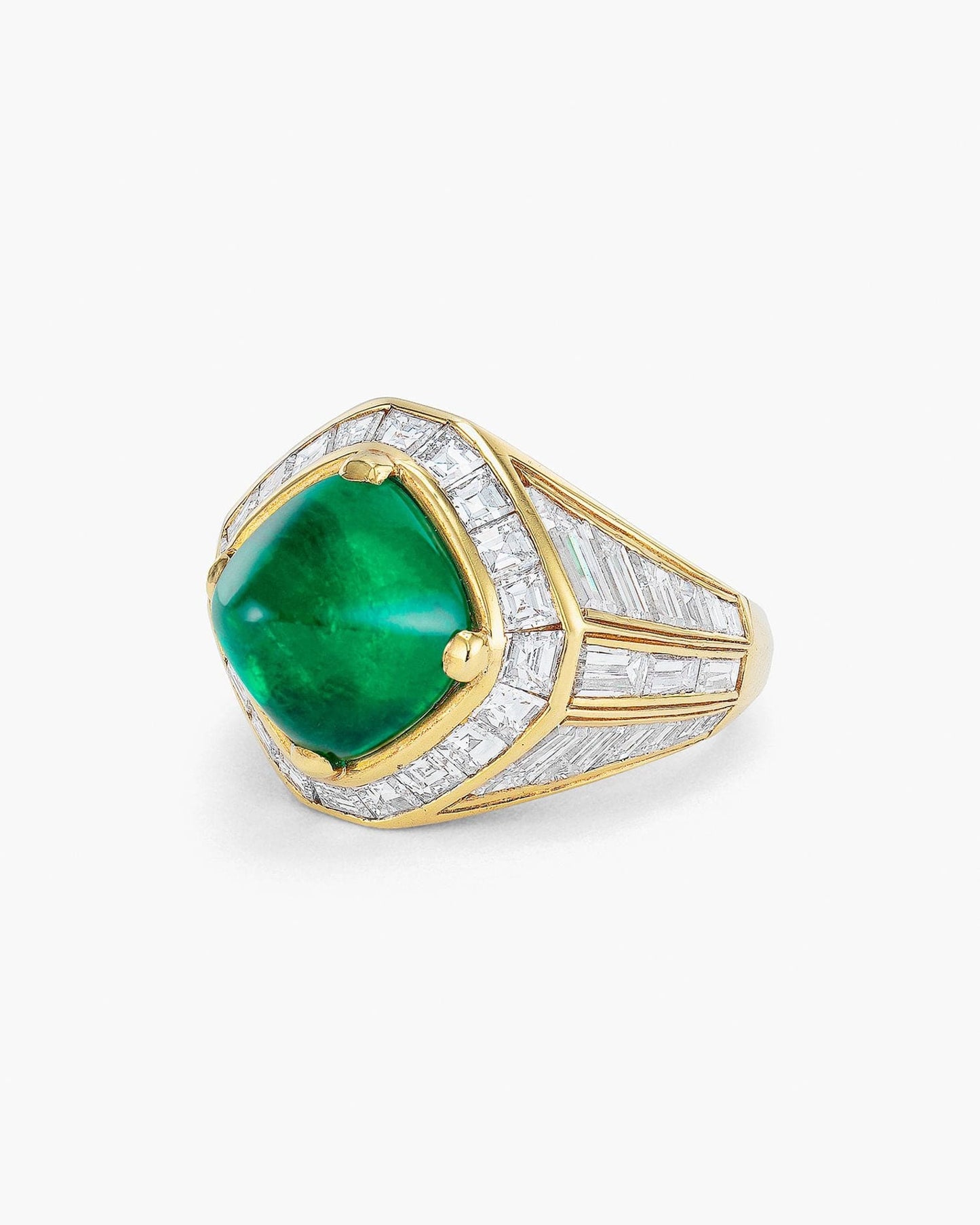 5.25 carat Sugar Loaf Colombian Emerald and Diamond Ring