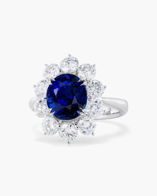 4.01 carat Oval Shape Sapphire and Diamond Ring