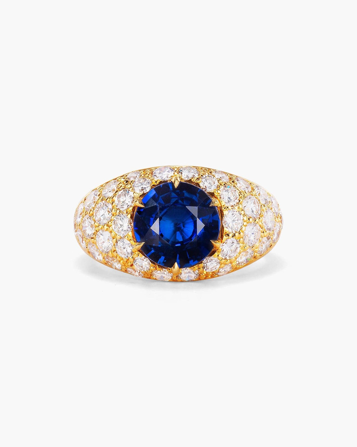 2.33 carat Round Cut Sapphire and Diamond Ring