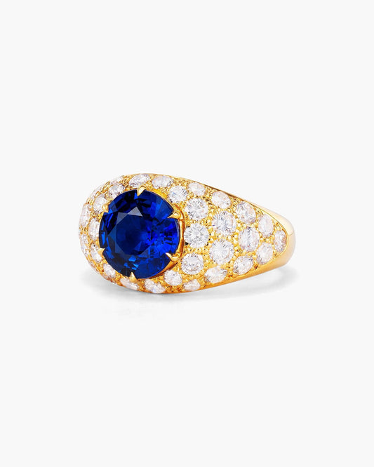 2.33 carat Round Cut Sapphire and Diamond Ring