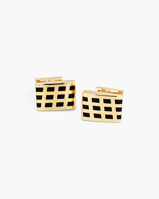 Rectangular Checkered Onyx Cufflinks