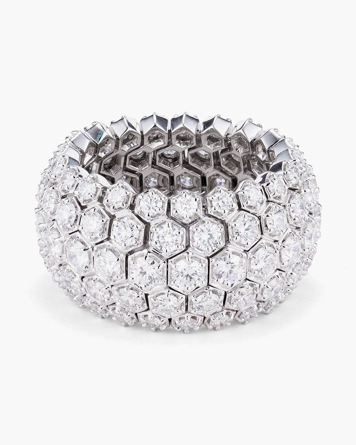 Round Brilliant Cut Hexagonal Platinum Eternity Ring