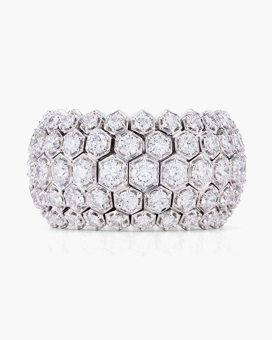 Round Brilliant Cut Hexagonal Platinum Eternity Ring