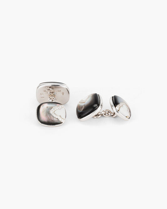 Diamond, Mother of Pearl and Agate Agra Cufflinks