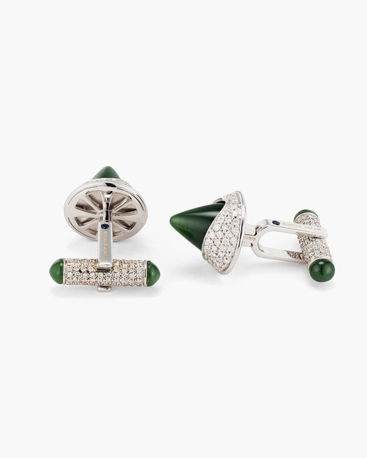 Sugarloaf Bejewelled Jade and Diamond Cufflinks