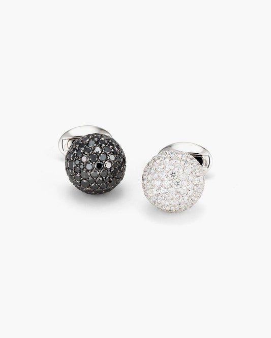 Black and White Diamond Bejewelled Ball Cufflinks