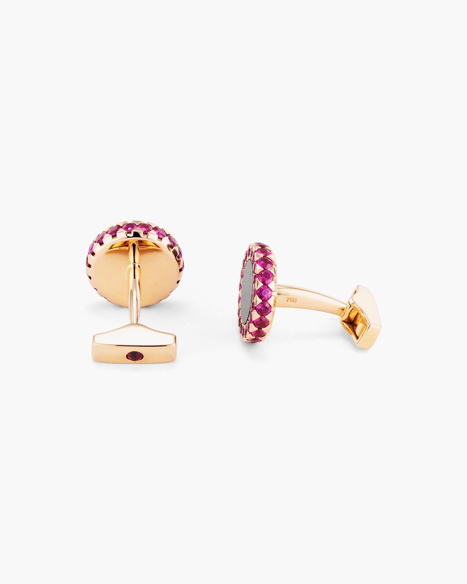 Circular Bejewelled Ruby and Onyx Border Cufflinks – Ronald Abram
