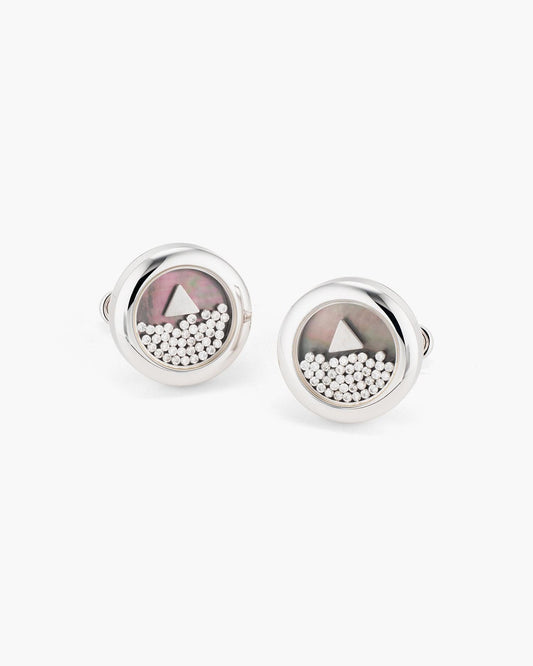 Diamond and Black Mother of Pearl Floating Cufflinks