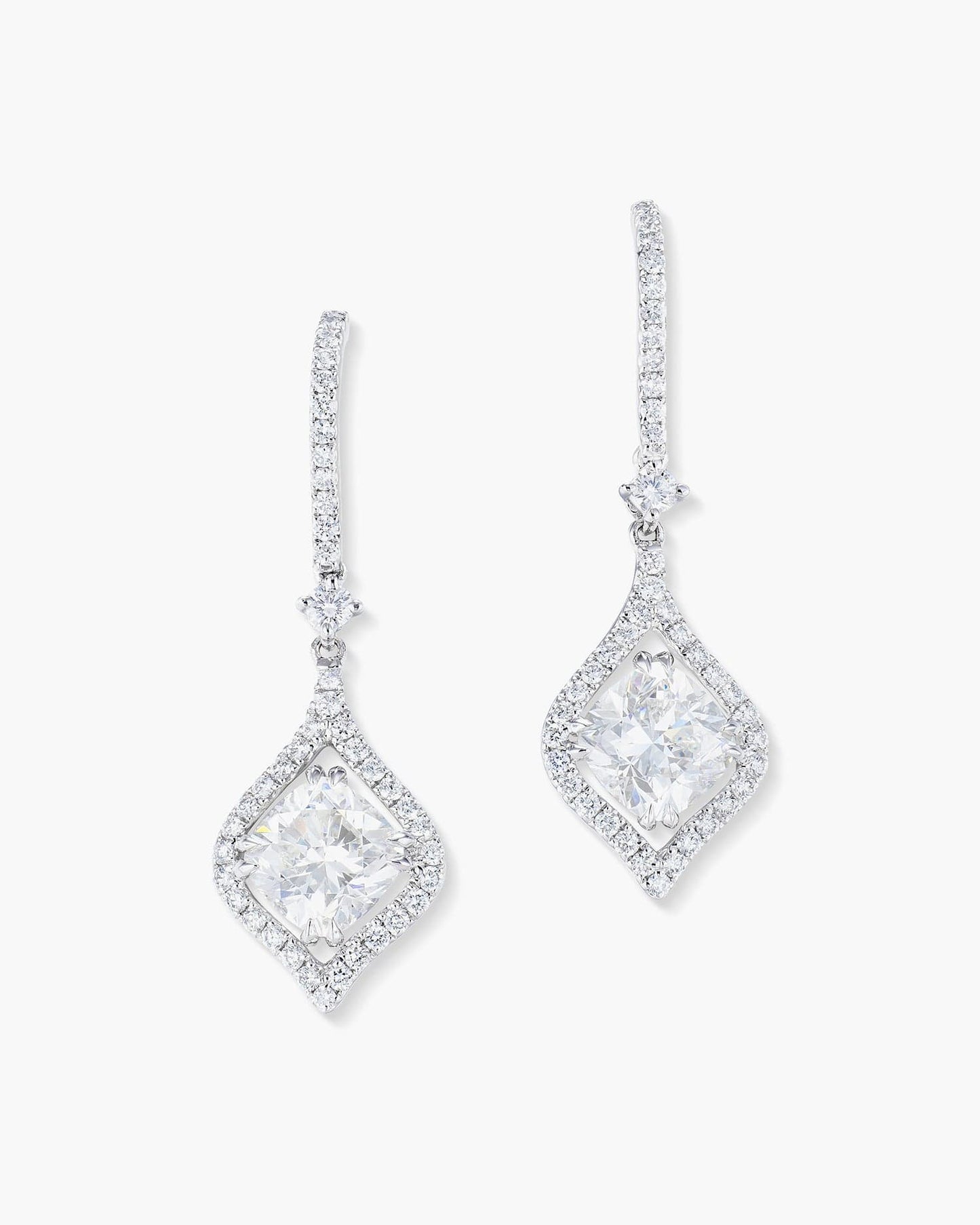 2.11 carat Cushion Cut Diamond Earrings