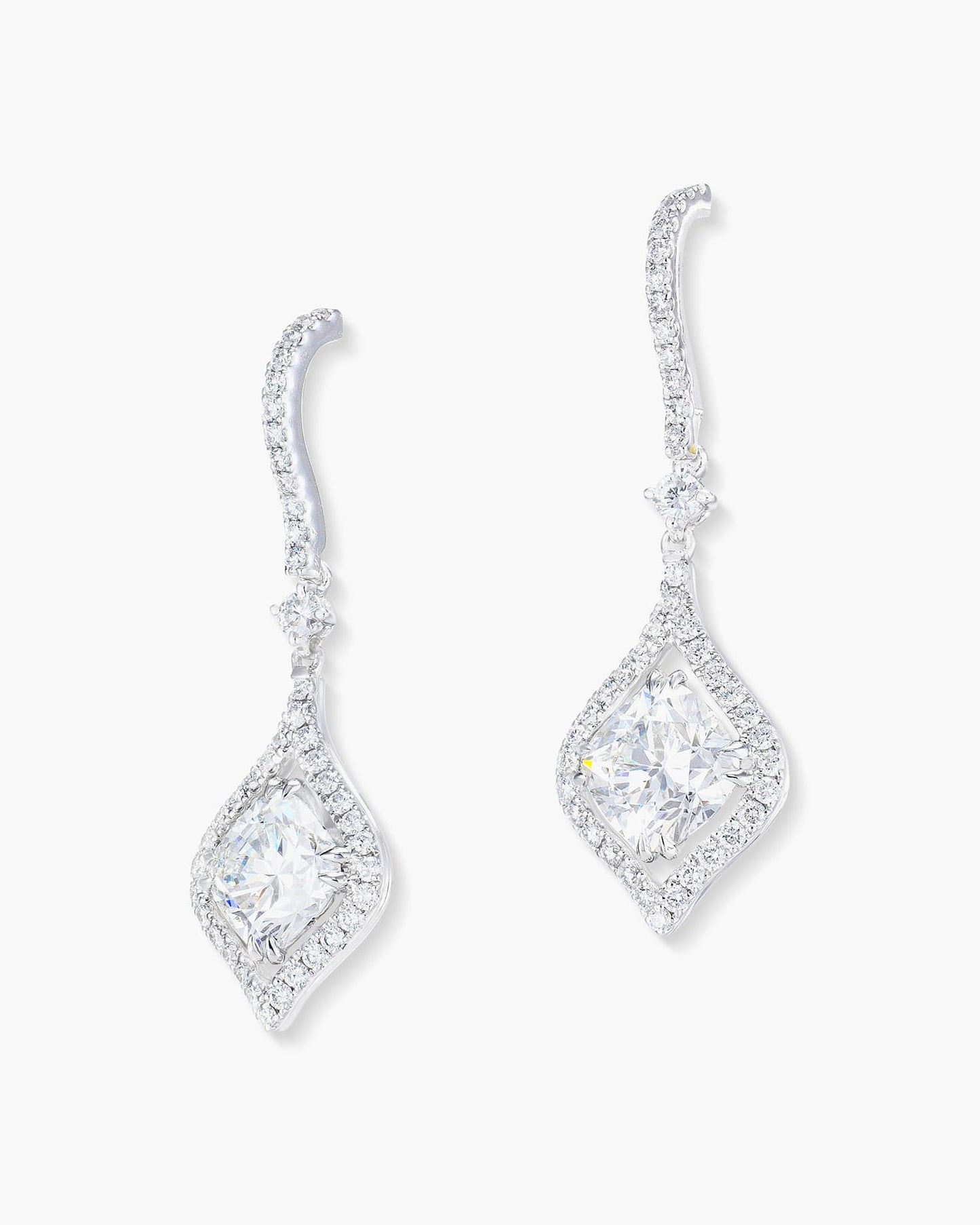 2.11 carat Cushion Cut Diamond Earrings